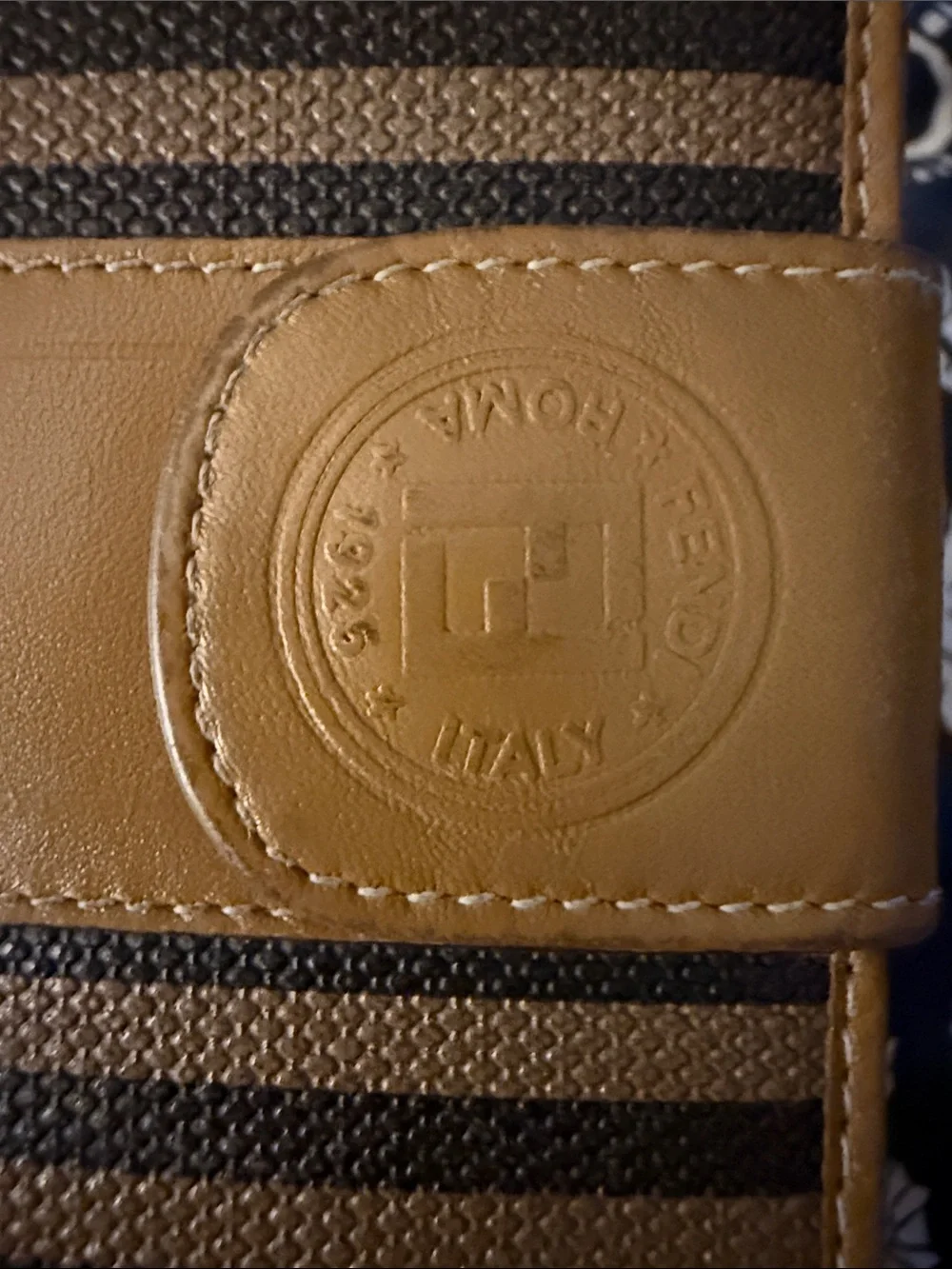 Fendi Card Holder Wallet in Tan and Brown Stripe